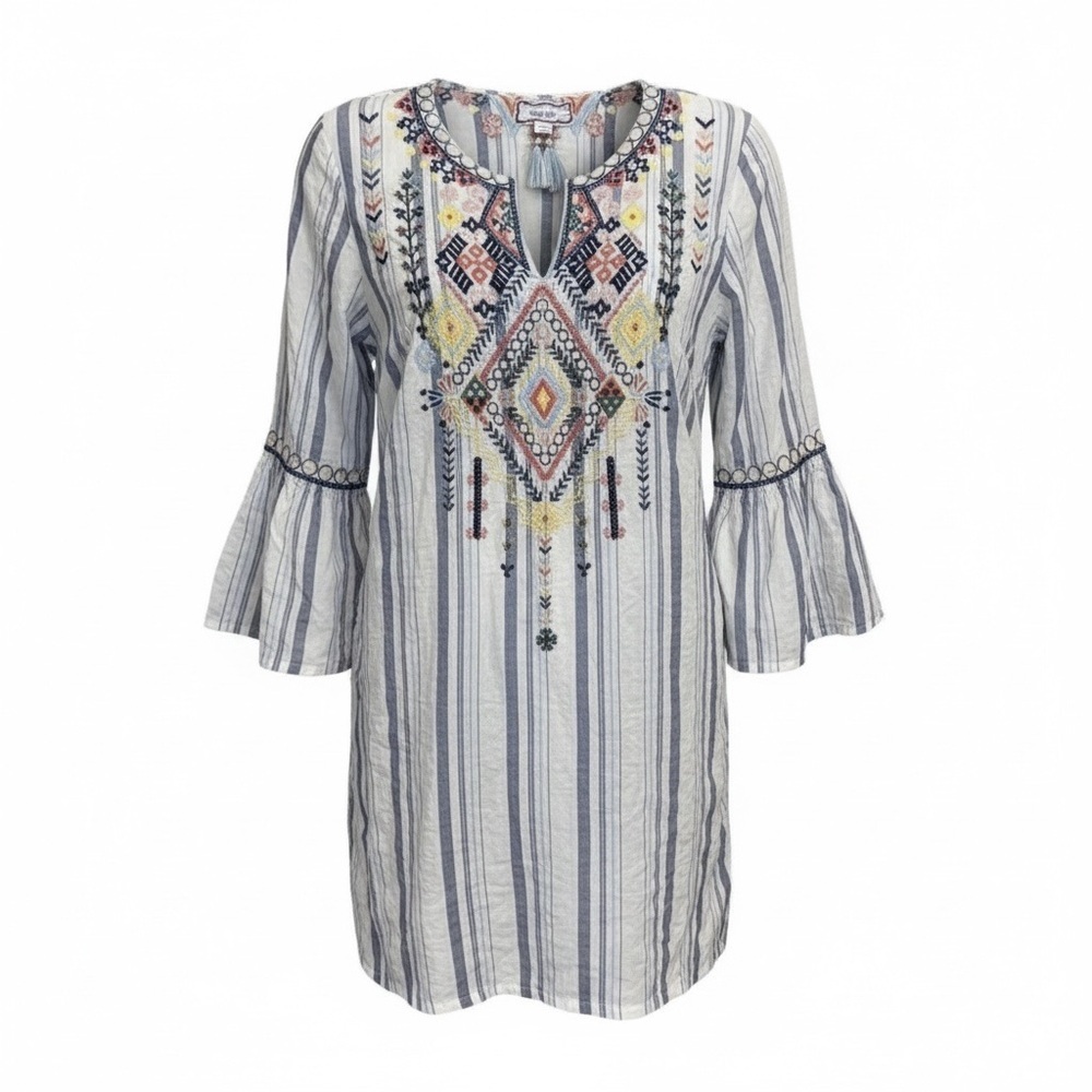 Johnny Was Workshop embroidered bell sleeve tunic top, small